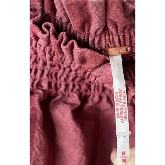 Free People Moana Stripe Puff Sleeve Mini Dress Medium Babydoll Square Neck - Picture 6 of 7